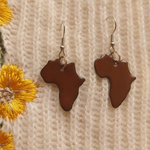 Barna Afrika Tűzzománc Fülbevaló - ékszer - fülbevaló - lógó fülbevaló - Meska.hu