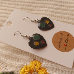 Raszta Szív Tűzzománc Fülbevaló - ékszer - fülbevaló - lógó fülbevaló - Meska.hu