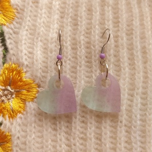 Levendula Ihletésű Műgyanta Fülbevaló - ékszer - fülbevaló - lógó fülbevaló - Meska.hu