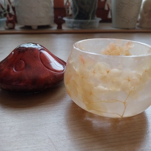 Műgyanta Gomba Tároló Növényekkel - ékszer - ékszertartó - ékszertartó tál - Meska.hu