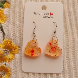 Színes Pigmentes Műgyanta Szív Fülbevaló, Ékszer, Fülbevaló, Lógó fülbevaló, Ékszerkészítés, MESKA