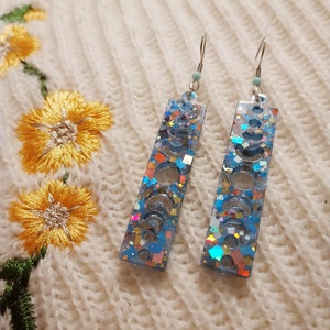 Kék Holdas Műgyanta Fülbevaló - Meska.hu