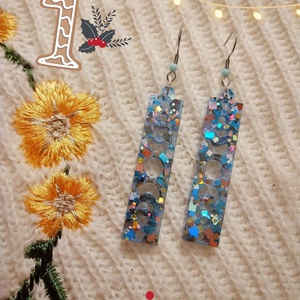 Kék Holdas Műgyanta Fülbevaló - ékszer - fülbevaló - lógó fülbevaló - Meska.hu