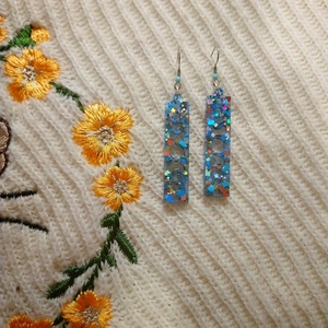 Kék Holdas Műgyanta Fülbevaló - ékszer - fülbevaló - lógó fülbevaló - Meska.hu