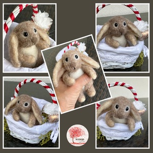 Nyuszi tojásgyűjtő/csokigyűjtő kosárban - ajándék ötlet, húsvét, gyerekeknek, tűnemezelt - Meska.hu