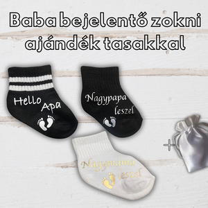 Baba bejelentő zokni ajándék tasakkal - Meska.hu