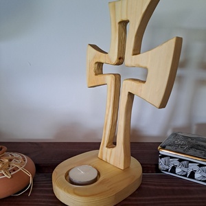 Asztali kereszt mécsessel - otthon & életmód - vallás - kereszt - Meska.hu