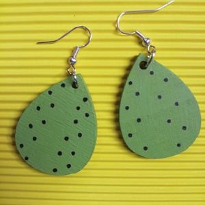 Zöld fa ékszer szett fekete pöttyökkel, nyaklánc, fülbevaló és karkötő-KIFUTÓ TERMÉK  - ékszer - ékszerszett - Meska.hu