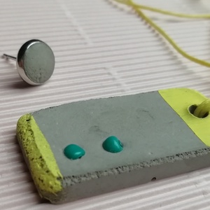 Sárga-türkiz színű beton nyaklánc-KIFUTÓ TERMÉK - ékszer - nyaklánc - medálos nyaklánc - Meska.hu