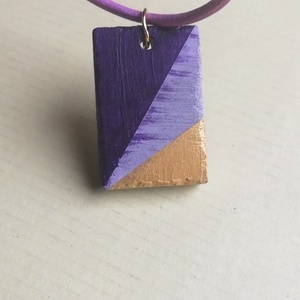 Lila-arany téglalap alakú beton nyaklánc  - ékszer - nyaklánc - medálos nyaklánc - Meska.hu