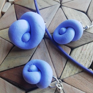 Levendula lila nyaklánc és fülbevaló szett, Ékszer, Ékszerszett, Gyurma, Ékszerkészítés, MESKA