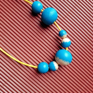 Sárga-türkizkék fagyöngy nyaklánc-KIFUTÓ TERMÉK - ékszer - nyaklánc - bogyós nyaklánc - Meska.hu