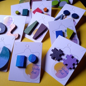 Lila puzzle fa fülbevaló - ékszer - fülbevaló - pötty fülbevaló - Meska.hu