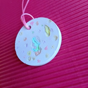 Pasztell mintás betonékszer kör alakú medál nyaklánc-KIFUTÓ TERMÉK - ékszer - nyaklánc - medálos nyaklánc - Meska.hu