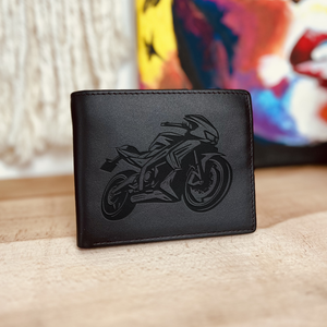 Bőr pénztárca - Motoros mintával - táska & tok - pénztárca & más tok - pénztárca - férfi pénztárca - Meska.hu