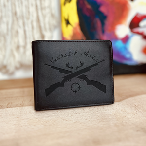 Bőr pénztárca - Vadász mintával - táska & tok - pénztárca & más tok - pénztárca - férfi pénztárca - Meska.hu