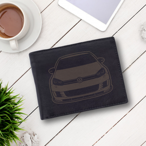 Bőr pénztárca - Volkswagen Golf mintával, Táska & Tok, Pénztárca & Más tok, Pénztárca, Férfi pénztárca, Gravírozás, pirográfia, MESKA