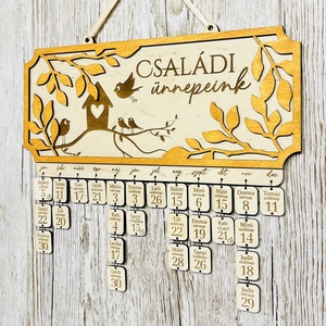 Családi öröknaptár - családi ünnepeink, Otthon & Életmód, Dekoráció, Fali és függő dekoráció, Falinaptár & Öröknaptár, Gravírozás, pirográfia, MESKA