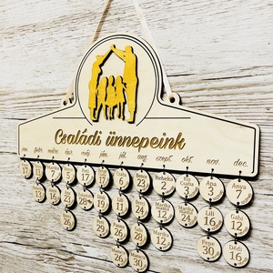 Családi öröknaptár - családi ünnepeink, Otthon & Életmód, Dekoráció, Fali és függő dekoráció, Falinaptár & Öröknaptár, Gravírozás, pirográfia, MESKA