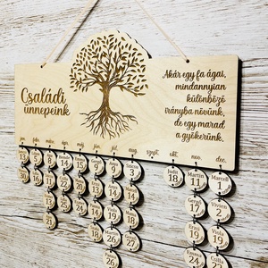 Családi öröknaptár - idézettel, Otthon & Életmód, Dekoráció, Fali és függő dekoráció, Falinaptár & Öröknaptár, Gravírozás, pirográfia, MESKA