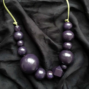  Királylila fa statement kézműves nyaklánc - ROYAL VIOLET  - ékszer - nyaklánc - statement nyaklánc - Meska.hu