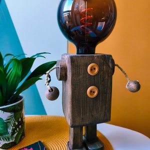 Kézműves robot lámpa � egyedi darab, Otthon & Életmód, Lámpa, Asztali lámpa, , MESKA