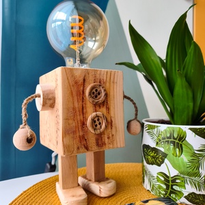 Egyedi kézműves design robot lámpa � különleges dekor, Otthon & Életmód, Lámpa, Asztali lámpa, , MESKA
