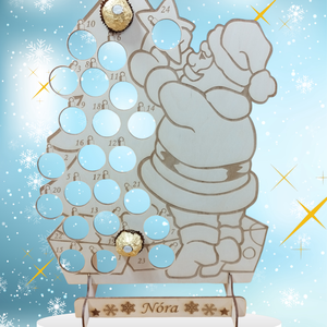 Mikulásos adventi naptár , Karácsony, Adventi díszek, Adventi asztaldísz, Famegmunkálás, Gravírozás, pirográfia, MESKA
