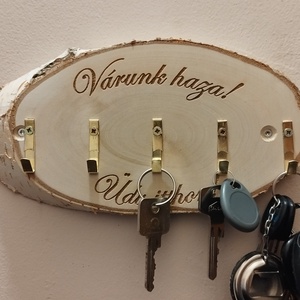 Fali kulcstartó gravírozott, Otthon & Életmód, Dekoráció, Fali és függő dekoráció, Fali kulcstartó, Famegmunkálás, Gravírozás, pirográfia, MESKA