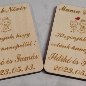 Esküvői köszönő ajándék fa kártya, Esküvő, Emlék & Ajándék, Köszönőajándék, Famegmunkálás, Gravírozás, pirográfia, MESKA