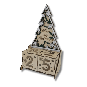 Karácsonyi fenyő visszaszámláló - LED világítással - karácsony - karácsonyi lakásdekoráció - karácsonyi lakásdíszek - Meska.hu