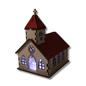 Tornyos templom - LED világítással - karácsony - karácsonyi lakásdekoráció - karácsonyi falu, házikó - Meska.hu