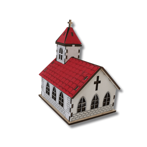 Tornyos templom - LED világítással - karácsony - karácsonyi lakásdekoráció - karácsonyi falu, házikó - Meska.hu