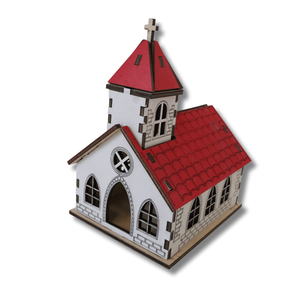 Tornyos templom - LED világítással, Karácsony, Karácsonyi lakásdekoráció, Karácsonyi falu, házikó, Famegmunkálás, Festett tárgyak, MESKA