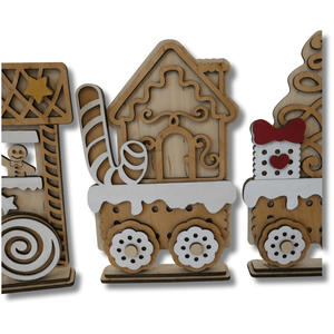 Keksz vonat dekoráció - karácsony - karácsonyi lakásdekoráció - karácsonyi falu, házikó - Meska.hu