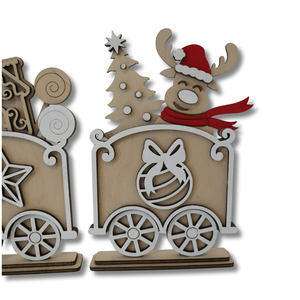 Hóember vonat dekoráció - karácsony - karácsonyi lakásdekoráció - karácsonyi falu, házikó - Meska.hu