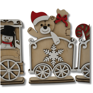 Hóember vonat dekoráció - karácsony - karácsonyi lakásdekoráció - karácsonyi falu, házikó - Meska.hu