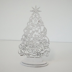 Karácsonyi talpas dísz - Fenyő, Karácsony, Karácsonyi lakásdekoráció, Karácsonyi lakásdíszek, Famegmunkálás, Festett tárgyak, MESKA