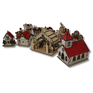 Karácsonyi dekorcsomag - Karácsony varázsa - LED világítással, Karácsony, Karácsonyi lakásdekoráció, Karácsonyi falu, házikó, Famegmunkálás, Festett tárgyak, MESKA