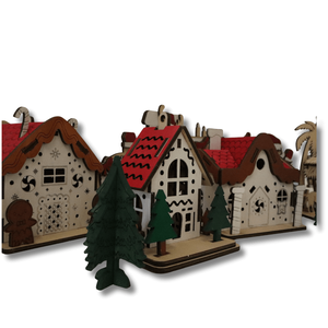 Karácsonyi dekorcsomag - Téli Álomfalu - LED világítással - karácsony - karácsonyi lakásdekoráció - karácsonyi falu, házikó - Meska.hu