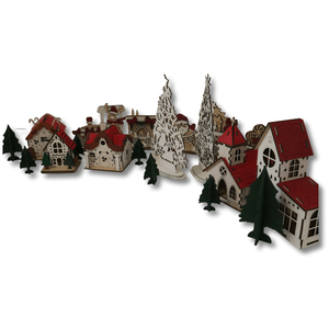 Karácsonyi dekorcsomag - Karácsonyi Csoda - LED világítással, Karácsony, Karácsonyi lakásdekoráció, Karácsonyi falu, házikó, Famegmunkálás, Festett tárgyak, MESKA