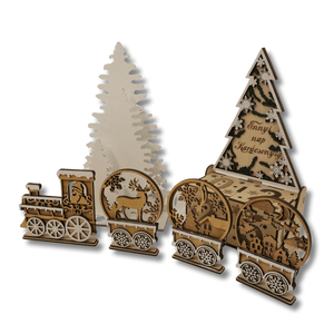 Karácsonyi dekorcsomag - Karácsony Expressz - LED világítással, Karácsony, Karácsonyi lakásdekoráció, Karácsonyi falu, házikó, Famegmunkálás, Festett tárgyak, MESKA