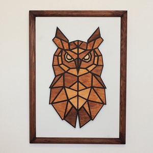 Polygon falikép lakásdekoráció - bagoly, Otthon & Életmód, Dekoráció, Fali és függő dekoráció, Falra akasztható dekor, Famegmunkálás, Festett tárgyak, MESKA