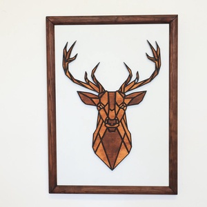 Polygon falikép lakásdekoráció - szarvas, Otthon & Életmód, Dekoráció, Fali és függő dekoráció, Falra akasztható dekor, Famegmunkálás, Festett tárgyak, MESKA