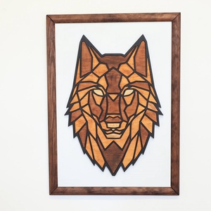 Polygon falikép lakásdekoráció - farkas, Otthon & Életmód, Dekoráció, Fali és függő dekoráció, Falra akasztható dekor, Famegmunkálás, Festett tárgyak, MESKA