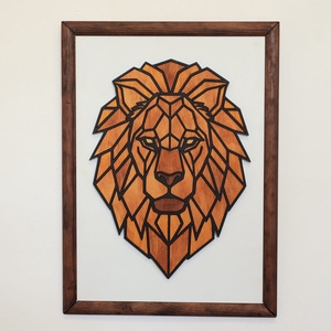 Polygon falikép lakásdekoráció - oroszlán, Otthon & Életmód, Dekoráció, Fali és függő dekoráció, Falra akasztható dekor, Famegmunkálás, Festett tárgyak, MESKA