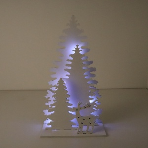 Fenyő erdő, csillámos - LED világítással, Karácsony, Karácsonyi lakásdekoráció, Karácsonyi lakásdíszek, Famegmunkálás, Festett tárgyak, MESKA