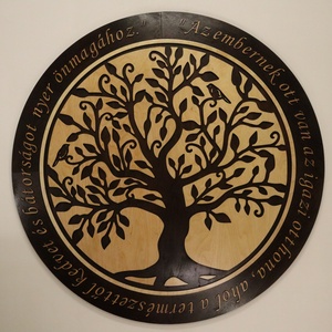 Kültéri Életfa falikép - Madaras - idézettel, Otthon & Életmód, Dekoráció, Kép & Falikép, Fából készült kép, Famegmunkálás, MESKA