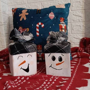 Hóember kocka, Karácsony, Adventi díszek, Adventi asztaldísz, Famegmunkálás, MESKA