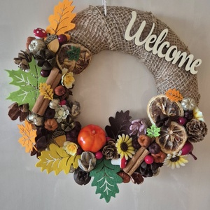 Színes őszi ajtódekor, Otthon & Életmód, Dekoráció, Ajtó- és ablak dekoráció, Ajtódísz & Kopogtató, Gravírozás, pirográfia, Mindenmás, MESKA